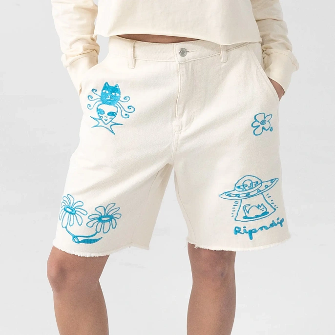 Шорты RIPNDIP Blonded Denim Shorts Off White