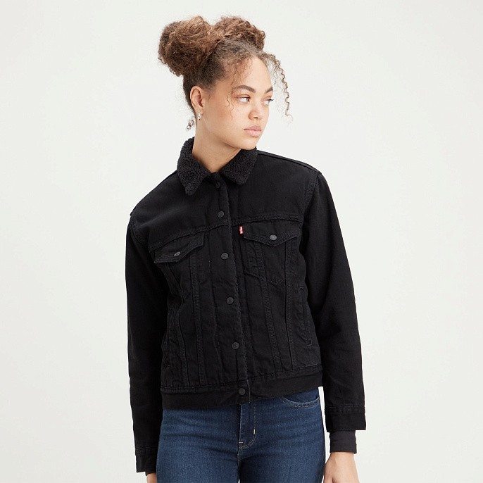 Куртка джинсовая женская Levi's Ex-Boyfriend Sherpa Trucker Jacket Yes Black