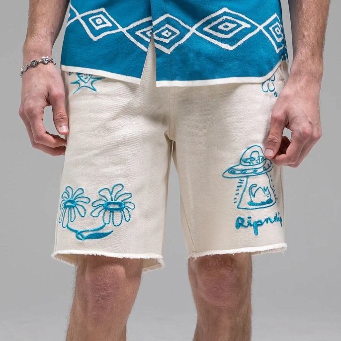 Шорты RIPNDIP Blonded Denim Shorts Off White