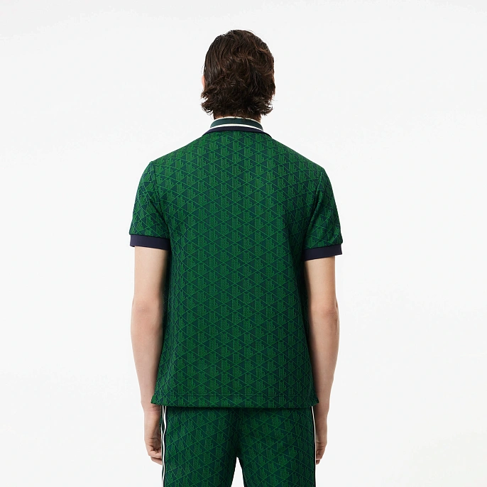 Рубашка поло Lacoste Classic Fit Contrast Collar Monogram Motif Polo Navy Blue/Green