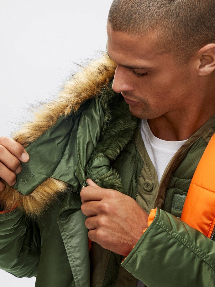 Мужская куртка парка Alpha Industries Slim Fit N-3B Parka Sage / Orange