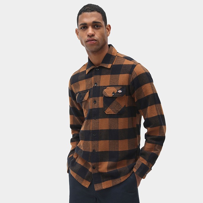 Рубашка Dickies Sacramento Shirt Black and Brown Duck Plaid