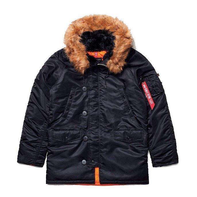 Мужская куртка парка Alpha Industries Slim Fit N-3B Parka Black / Orange