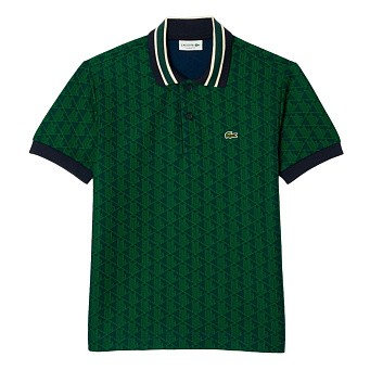 Рубашка поло Lacoste Classic Fit Contrast Collar Monogram Motif Polo Navy Blue/Green