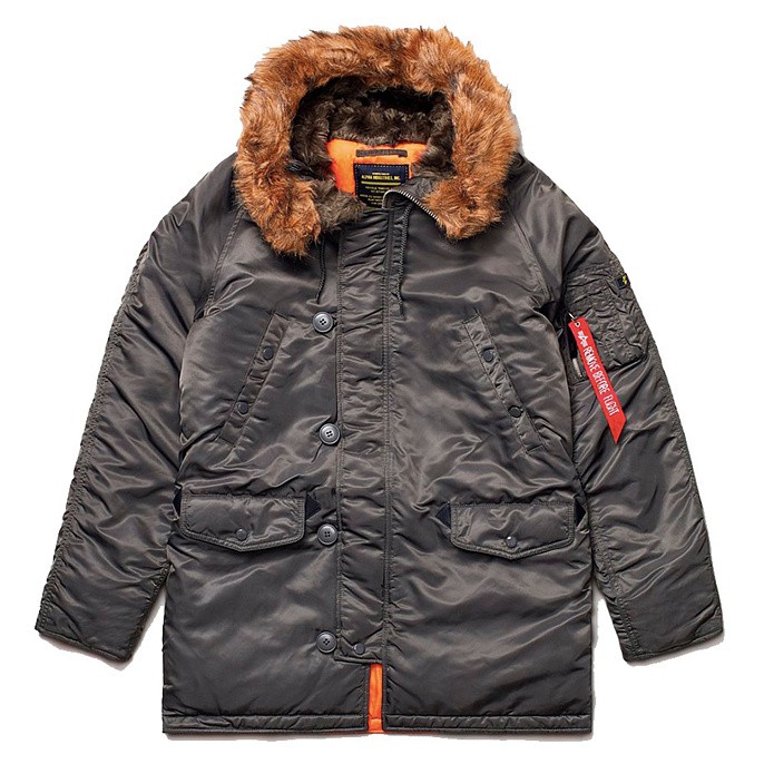 Мужская куртка парка Alpha Industries Slim Fit N-3B Parka Replica Gray / Orange