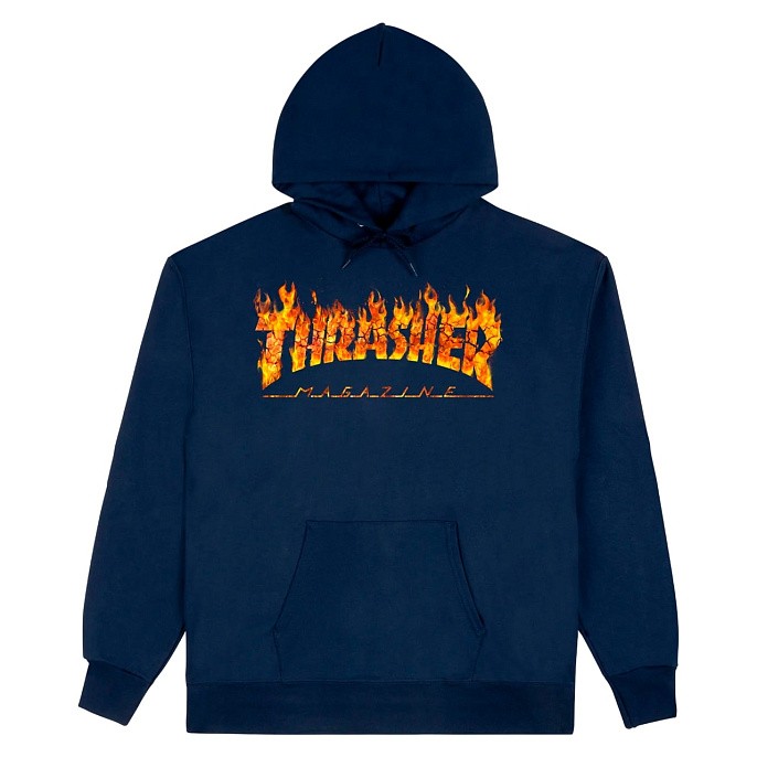 Толстовка Thrasher Inferno Hood Navy Blue